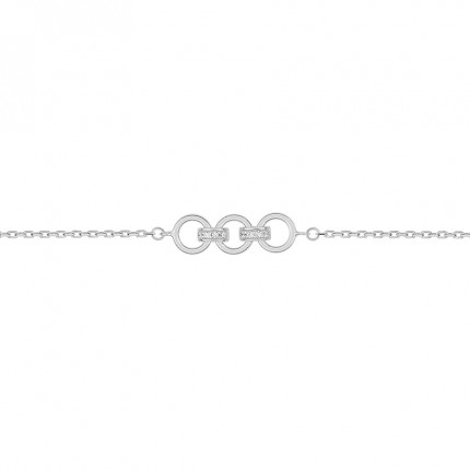 Pulseira em prata de 18 cm com 3 círculos de zircónias
