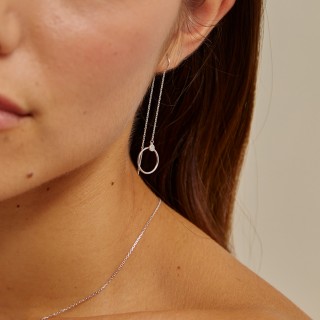 Pendientes colgantes de oro blanco 18k y diamante 0.01 CT