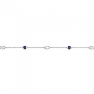 Pulsera de oro blanco 9K con zafiro y circonitas