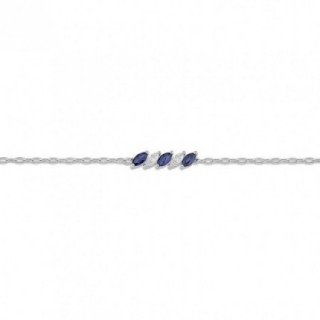 Pulsera de oro blanco 9K con 3 zafiros y 2 circonitas