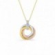 Collar de oro 9K con anillos tricolores y circonitas