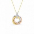 Colar de ouro 9K com anéis tricolores e zircónias