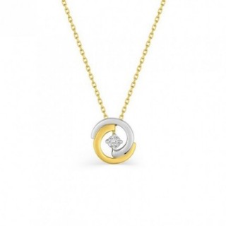 Collar em oro bicolor 9K y diamante 0,02 ct