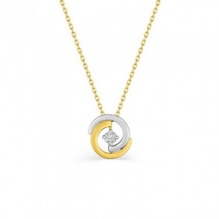 Collar em oro bicolor 9K y diamante 0,02 ct