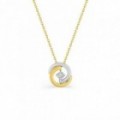 Colar em ouro bicolor 9K e diamante de 0,02 ct