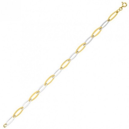 Pulseira de ouro bicolor 9K de 18 cm