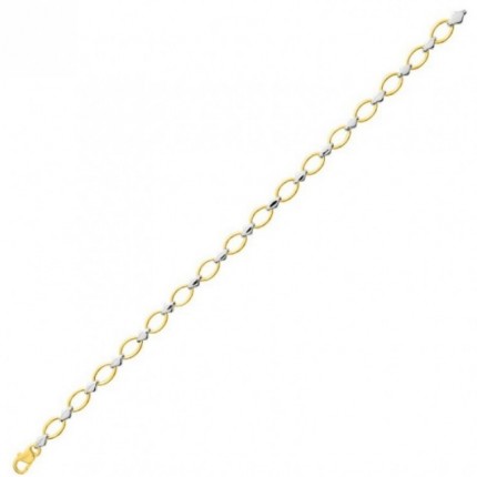 Pulseira de malha oca bicolor em ouro 18K