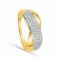 Anillo de oro amarillo 18K y circonitas