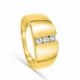 Anillo de oro amarillo 9K y trilogía de circonitas
