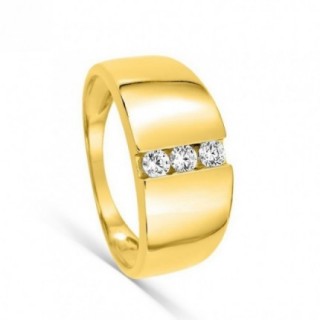 Anillo de oro amarillo 9K y trilogía de circonitas
