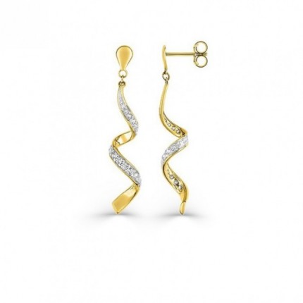 Pendientes de gota de oro amarillo 9K y circonita