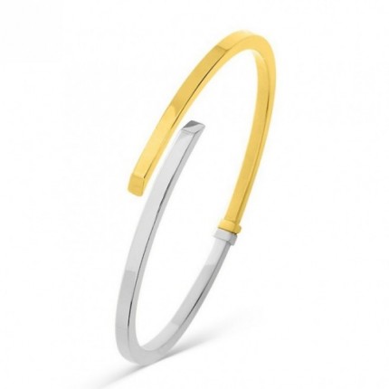 Pulsera rígida de oro bicolor 18K 3 mm