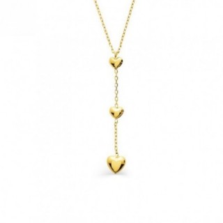 Collar Y en Oro Amarillo y corazón 18K