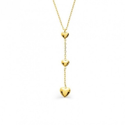 Collar Y en Oro Amarillo y corazón 18K