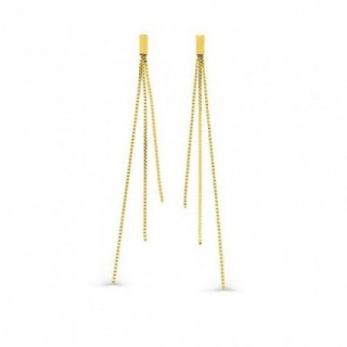 Pendientes en oro amarillo 18K cadena colgante de 3 vueltas