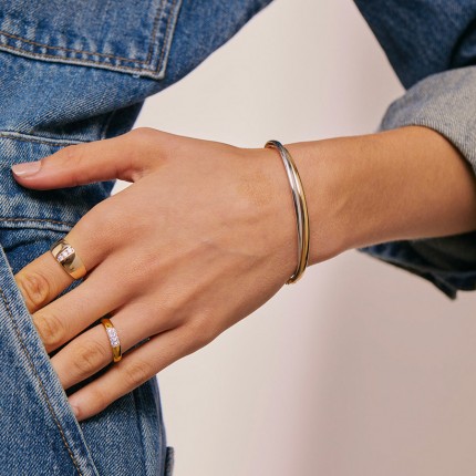 Pulseira em ouro bicolor 9 kt de rígida