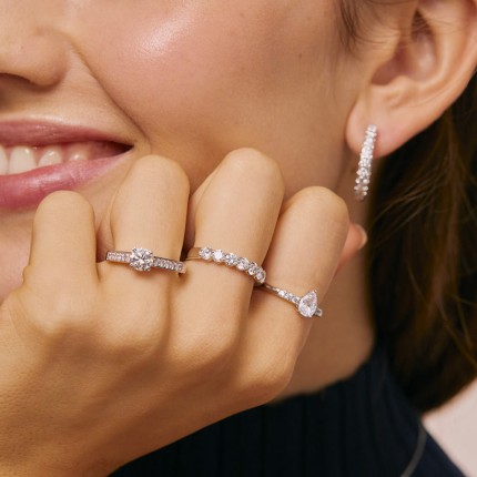 Anel Solitário Ouro Branco 18K com Diamantes Criados 1,25CT