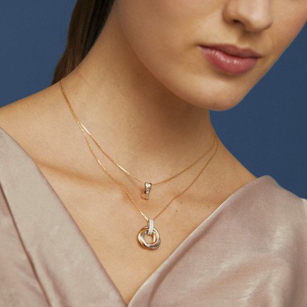 Colar em ouro  tricolor 18K e diamantes 0.018 ct