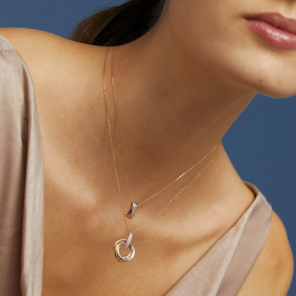 Colar em ouro  tricolor 18K e diamantes 0.018 ct