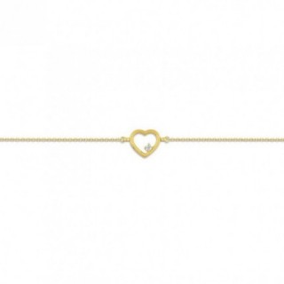 Pulsera corazón de oro amarillo 9K y circonita