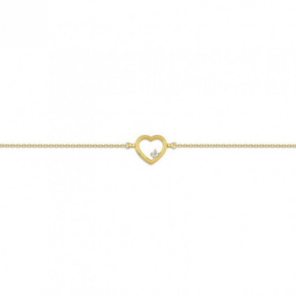 Pulseira coração em ouro amarelo de 9K e óxido de zircónio