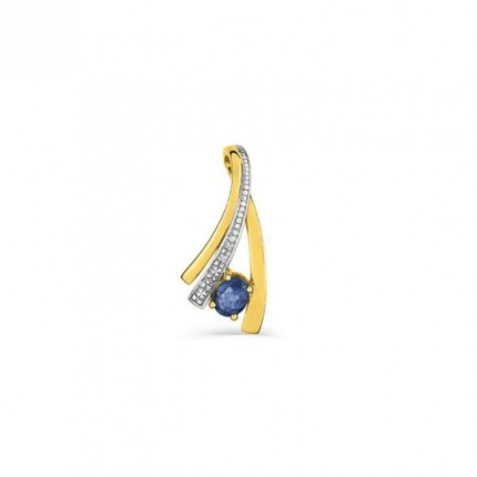 Pendente em ouro amarelo 18K, diamante de 0,01 ct e Colgante de ródio
