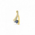 Colgante de oro amarillo 18K con zafiro, diamante de 0,01 ct y rodio