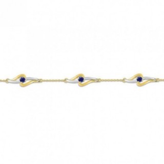 Pulseira em ouro amarelo 9K com safiras e ródio
