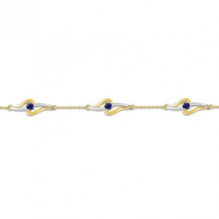 Pulseira em ouro amarelo 9K com safiras e ródio