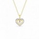 Colar chique de coração em dois tons em ouro 9K, diamante pastilha 0,01 ct