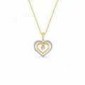 Elegante collar de corazón bicolor en oro 9K, diamante pastilla de 0,01 ct