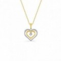 Elegante collar de corazón bicolor en oro 9K, diamante pastilla de 0,01 ct