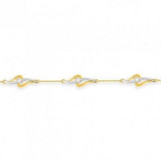 Pulseira em ouro amarelo de 9K com símbolos em zircónio e óxido de ródio