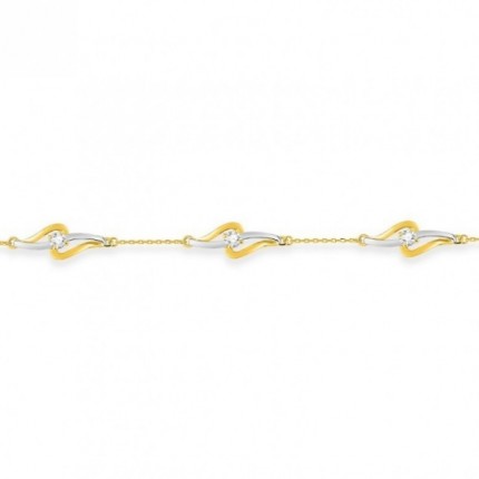 Pulseira em ouro amarelo de 9K com símbolos em zircónio e óxido de ródio