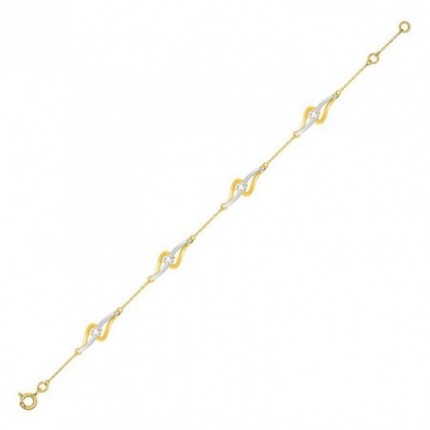 Pulseira em ouro amarelo de 9K com símbolos em zircónio e óxido de ródio