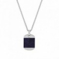 Collar hombre lapis y acero con placa