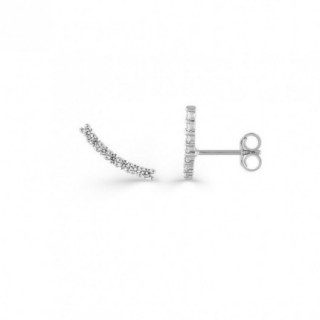 Pendientes elegantes en oro blanco 18K, circonita