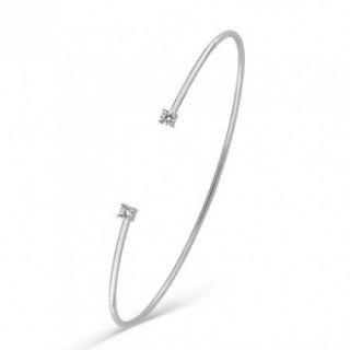 Pulseira flexível semi-aberta em ouro branco 18K com óxidos de zircónio