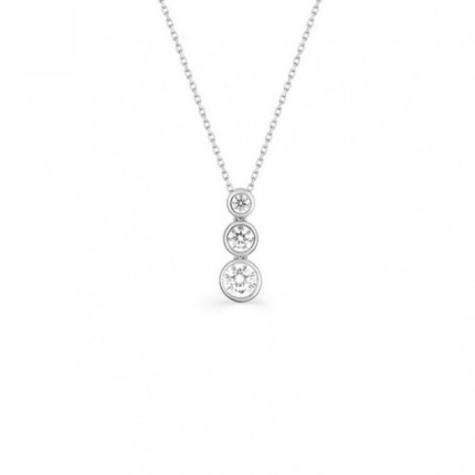 Colar em ouro branco 9K e trilogia de óxido de zircônio
