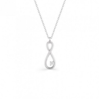 Collar de oro blanco 9K con motivo calado y circonita