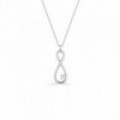 Collar de oro blanco 9K con motivo calado y circonita