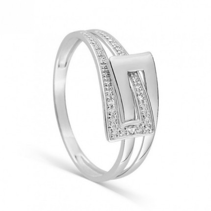 Anel em ouro branco 18K, diamante de 0,01 ct