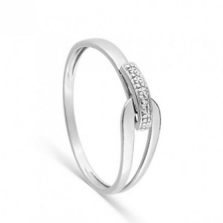 Sortija elegante en oro blanco 18K, diamante de 0,01 ct