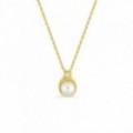 Collar de oro amarillo 18K, diamante de 0,02 ct y perla cultivada de agua dulce