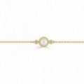 Pulsera de oro amarillo 18K con diamante de 0,03 ct y perla cultivada de agua dulce
