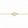 Pulseira em ouro amarelo 18K com diamante de 0,03 ct e pérola cultivada em água doce