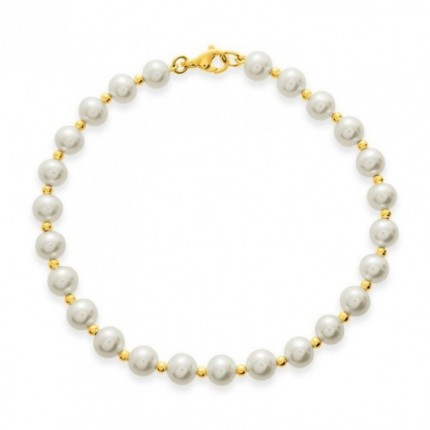 Pulsera de oro amarillo 18K y perlas cultivadas de agua dulce de 5 - 5,5 mm