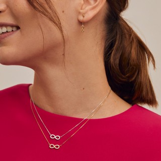 Pendientes de oro amarillo 9K símbolo infinito colgante