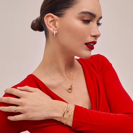 Pulseira rígida de ouro bicolor 18K 3 mm