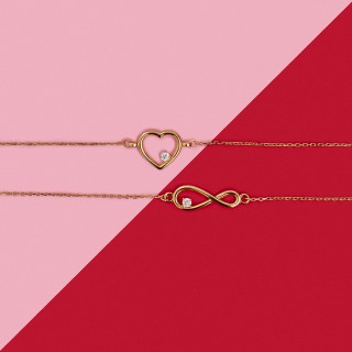 Pulseira infinita em ouro amarelo de 9K e óxido de zircónio